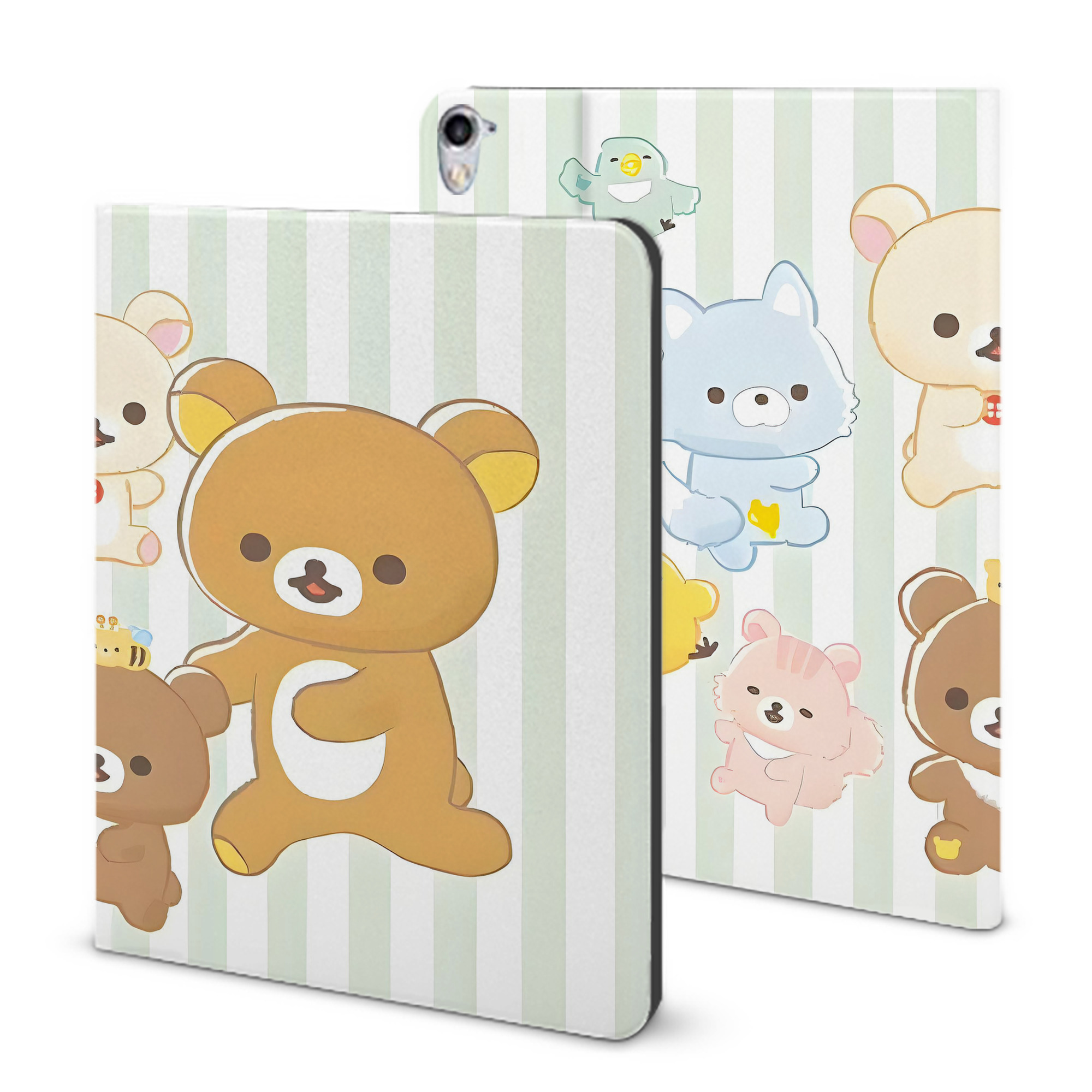（画像用） リラックマ リラックマ キイロイトリ Rilakkuma Korilakkuma Kiiroitori IPad ケース ブック型 PUレザー TPU 耐衝撃 軽量 薄型 ペン収納なし 全面保護 IPad 各モデル対応
